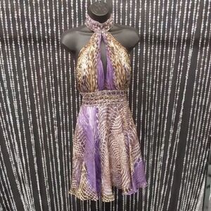 Tony Bowls Purple and Brown Snakeskin Dress